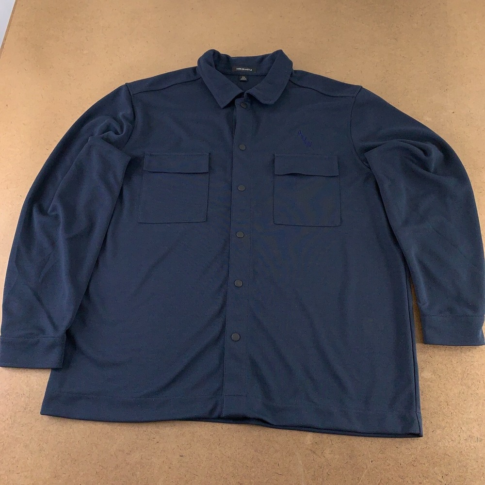 Mercer+Mettle Men's 3XL Navy AVW Embroidered Double-Knit Snap Front Jacket New